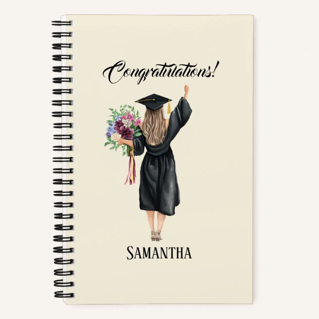 Personalized Watercolor Graduation (8) Notebook (Front)