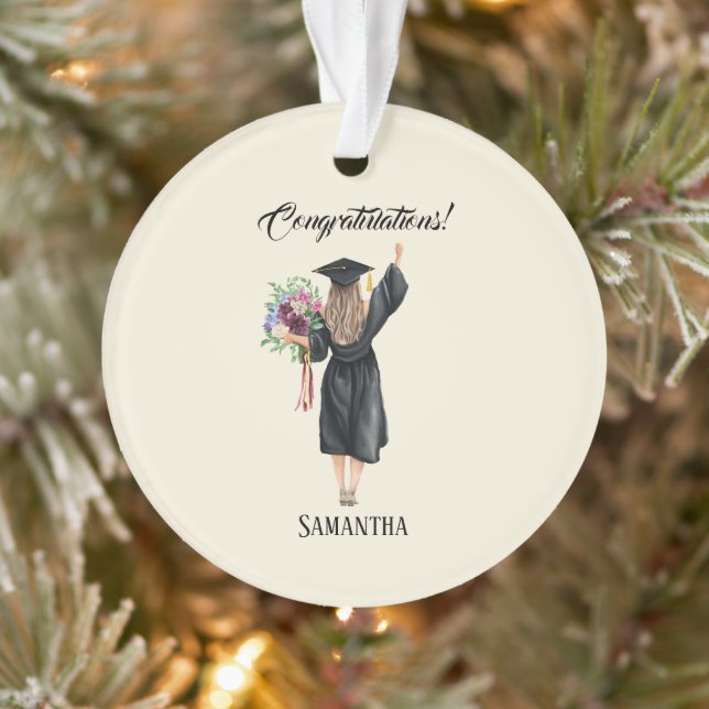 Personalized Watercolor Graduation (8) Ornament (Tree)