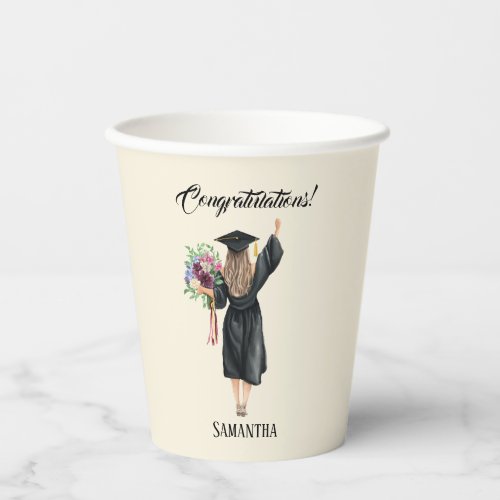 Personalized Watercolor Graduation 8 Paper Cups