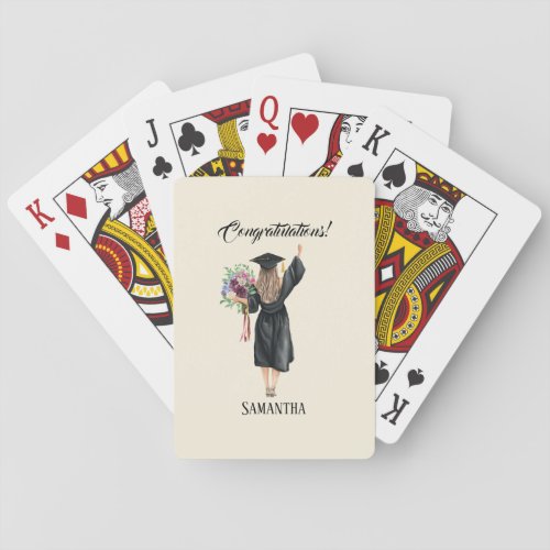Personalized Watercolor Graduation 8 Playing Cards