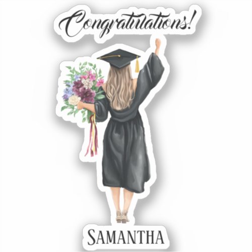 Personalized Watercolor Graduation 8 Sticker