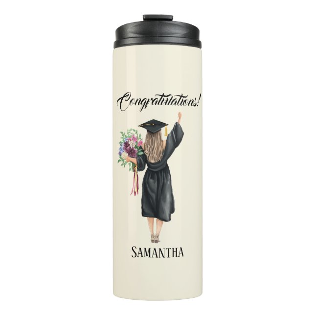 Personalized Watercolor Graduation (8) Thermal Tumbler (Front)