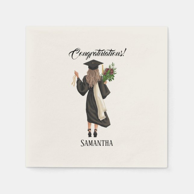 Personalized Watercolor Graduation (9) Napkins (Front)