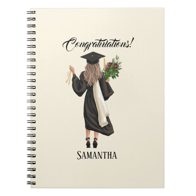 Personalized Watercolor Graduation (9) Notebook (Front)