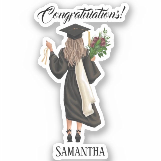 Personalized Watercolor Graduation (9) Sticker (Front)