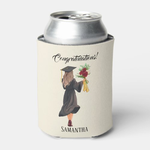 Personalized Watercolor Graduation  Can Cooler