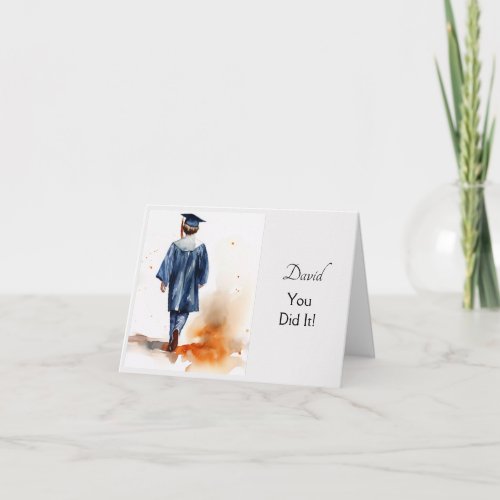 Personalized Watercolor Graduation Greeting Card