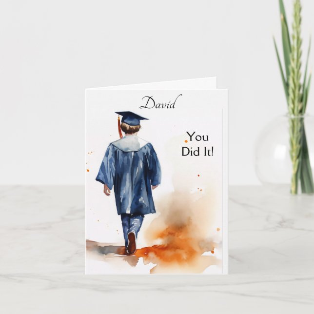 Personalized Watercolor Graduation Greeting Card (Front)