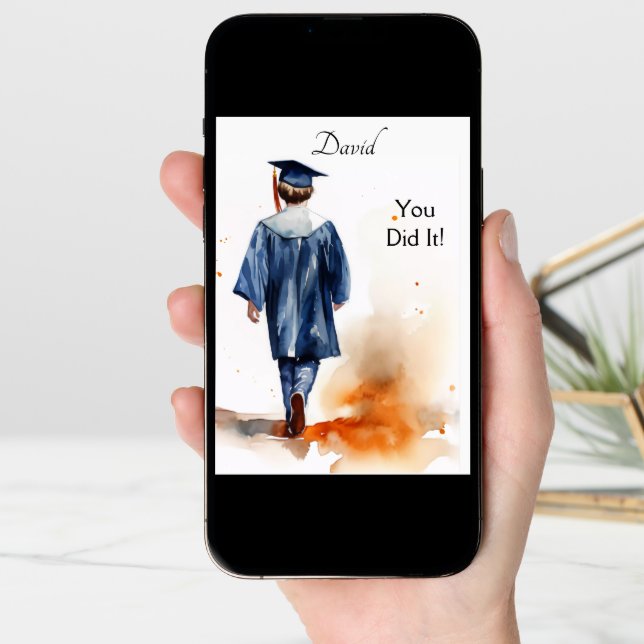 Personalized Watercolor Graduation Greeting Card (Front Digital)