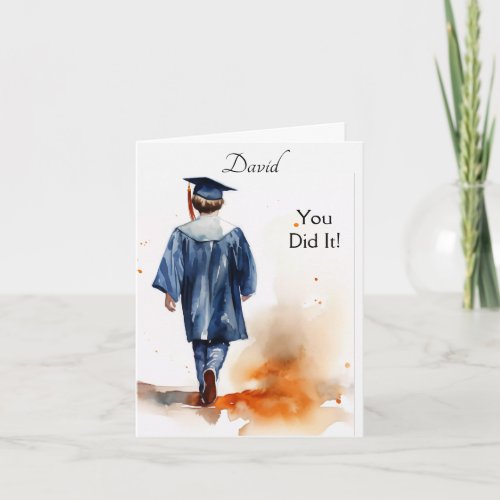 Personalized Watercolor Graduation Greeting Card