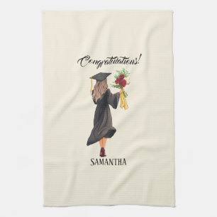 Personalized Watercolor Graduation Kitchen Towel