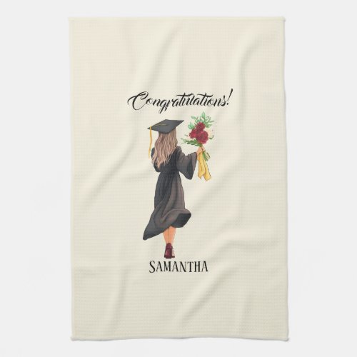 Personalized Watercolor Graduation  Kitchen Towel