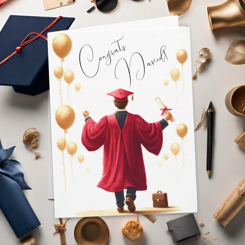 Personalized Watercolor Graduation Master College Card