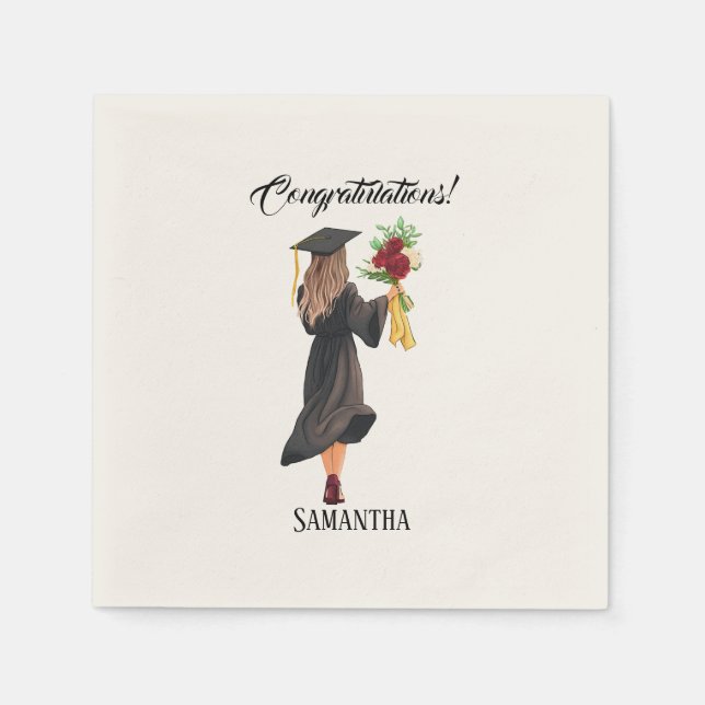 Personalized Watercolor Graduation  Napkins (Front)