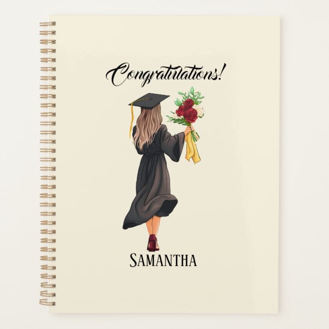 Personalized Watercolor Graduation  Planner (Front)