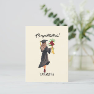 Personalized Watercolor Graduation Postcard
