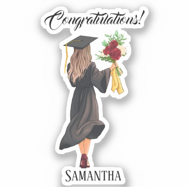 Personalized Watercolor Graduation  Sticker (Front)