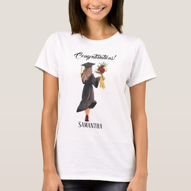 Personalized Watercolor Graduation  T-Shirt (Front)