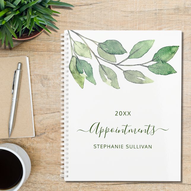 Personalized Watercolor Greenery Appointments Planner (Creator Uploaded)