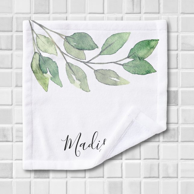 Personalized Watercolor Greenery  Bath Towel Set (Creator Uploaded)