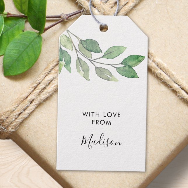 Personalized Watercolor Greenery Gift Tags (Creator Uploaded)