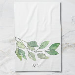 Personalized Watercolor Greenery Kitchen Towel<br><div class="desc">This unique personalized kitchen towel is decorated with watercolor greenery and stylish script typography.
Easily customizable. Makes a great housewarming gift.
Original Watercolor © Michele Davies.</div>