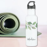 Personalized Watercolor Greenery  Stainless Steel Water Bottle<br><div class="desc">This personalized water bottle is decorated with watercolor greenery and stylish script typography.
Easily customizable. 
Original Watercolor © Michele Davies.</div>
