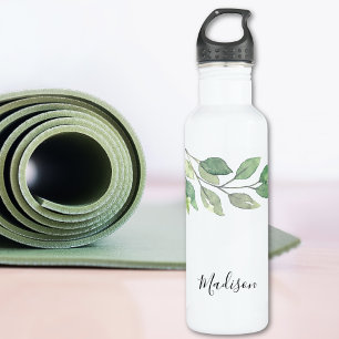 Personalized Watercolor Greenery  Stainless Steel Water Bottle