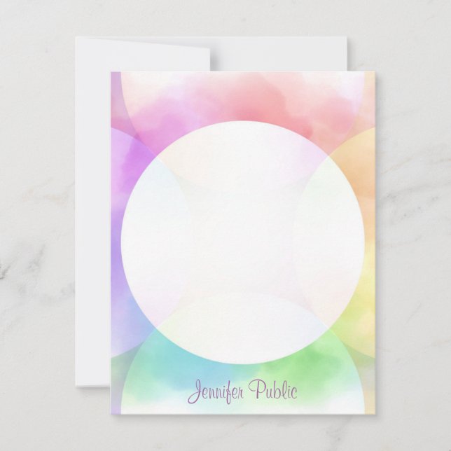 Personalized Watercolor Handwritten Monogram Note Card (Front)