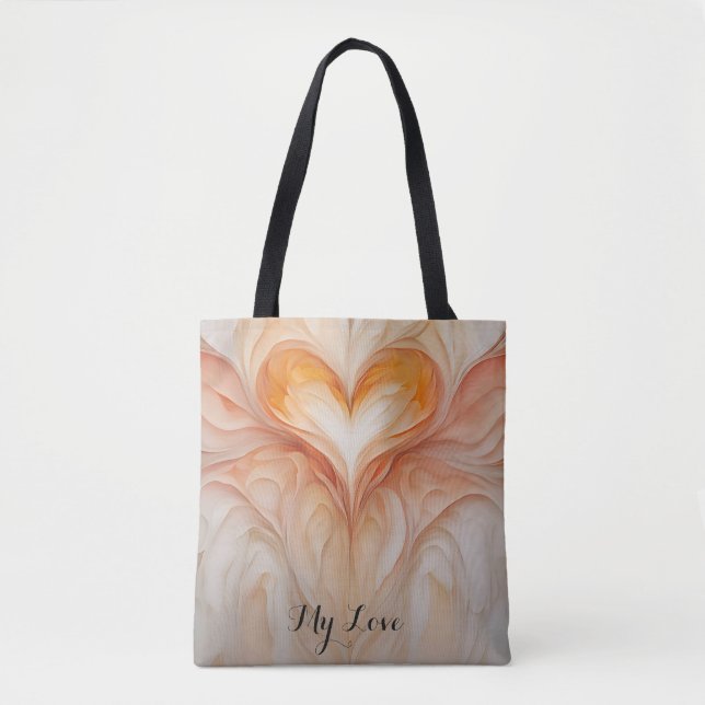 Personalized Watercolor Heart Gift for her Tote Bag (Front)