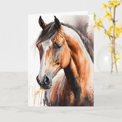 Personalized Watercolor Horse Equine Greeting Card