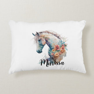 Personalized watercolor horse pillow
