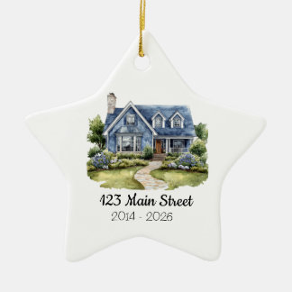 Personalized Watercolor House Ornament Address