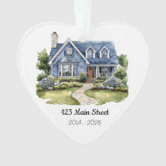 Personalized Watercolor House Ornament Address