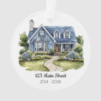 Personalized Watercolor House Ornament Address