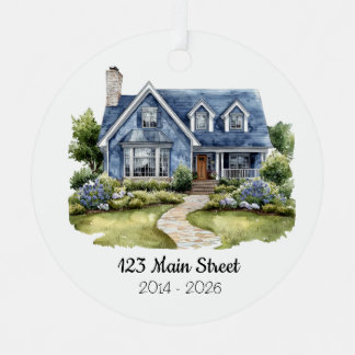 Personalized Watercolor House Ornament Address