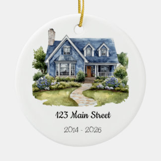 Personalized Watercolor House Ornament Address
