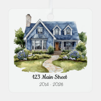 Personalized Watercolor House Ornament Address