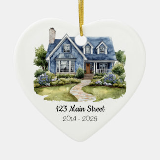 Personalized Watercolor House Ornament Address