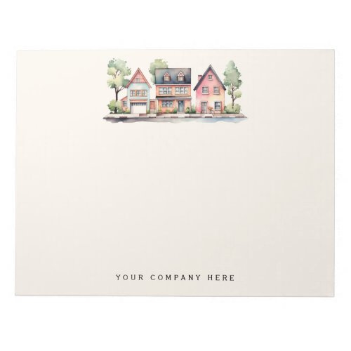 Personalized Watercolor Houses Real Estate Notepad