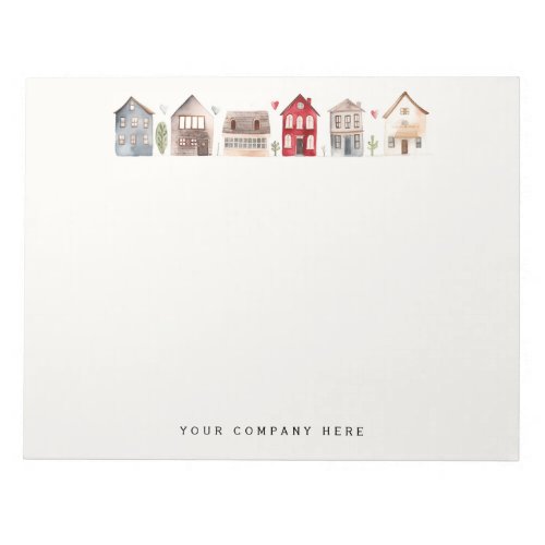 Personalized Watercolor Houses Realty Notepad