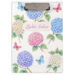 Personalized Watercolor Hydrangea Floral  Clipboard