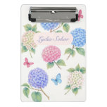 Personalized Watercolor Hydrangea Floral  Mini Clipboard