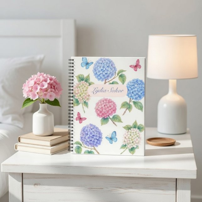 Personalized Watercolor Hydrangea Floral Notebook (Creator Uploaded)