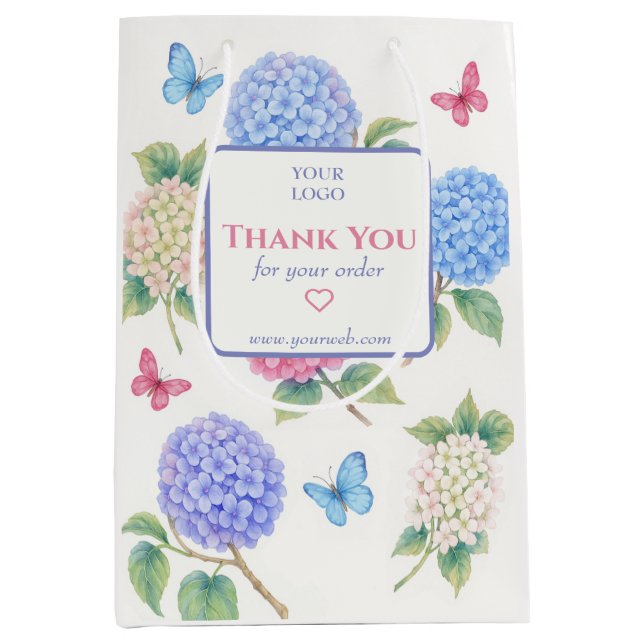 Personalized Watercolor Hydrangea Gift Bag (Front)