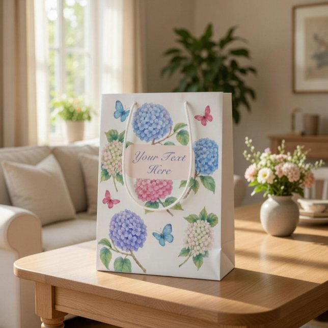 Personalized Watercolor Hydrangea Gift Bag (Creator Uploaded)