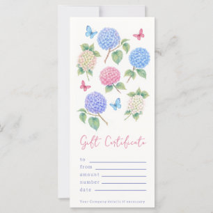 Personalized Watercolor Hydrangea Gift Certificate