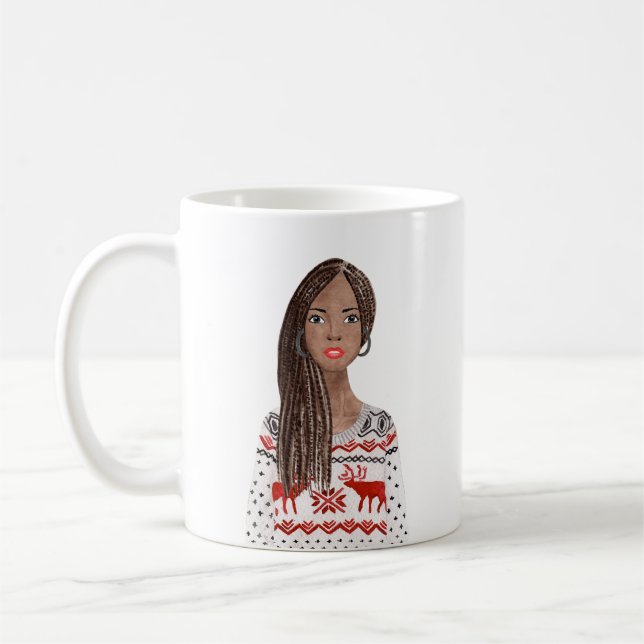 Personalized Watercolor Image Christmas Mug (Left)