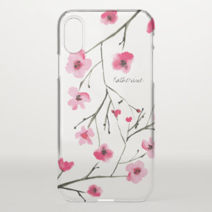 Personalized, Watercolor Japanese Cherry Blossom, iPhone X Case