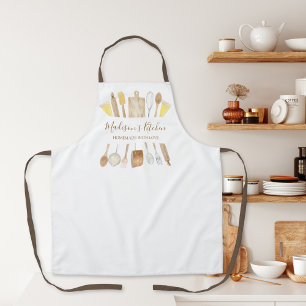 Personalized Watercolor Kitchen Cooking Utensils Apron